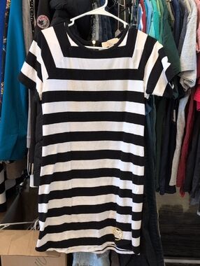 Michael Kors Black and White Striped Top
